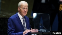 Foto Achiv: Prezidan Joe Biden pwononse yon diskou devan 78em Asanble Jeneral Nasyonzuni nan Nouyok, 19 Sept. 2023. 