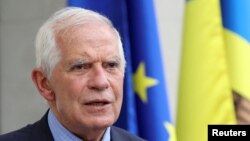 Avrupa Birliği Dış İlişkiler ve Güvenlik Politikası Yüksek Temsilcisi Josep Borrell, 31 Mayıs 2023 tarihinde Moldova'nın Kişinev kentinde AB Ortaklık Misyonu'nun açılış töreninde konuşma yaparken