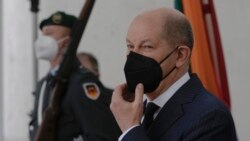 Chanselye Alman Olaf Scholz nan Berlin, Almay, Samdi 26 Fevriye, 2022.