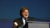 FILE PHOTO: Argentina's President Javier Milei speaks during the CPAC, in Balneario Camboriu