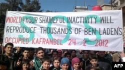 "Dünyanın utanç verici haraketsizilği binlerce bin Ladin üretecek
İşgal altındaki Kafranbel 24 2 2012"