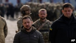 Ukrainian President Volodymyr Zelensky in Kherson, southern Ukraine, Nov. 14, 2022. 