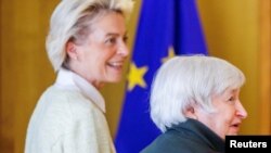 Avrupa Komisyonu Başkanı Ursula von der Leyen, Amerika Maliye Bakanı Janet Yellen'i Brüksel'de karşıladı.