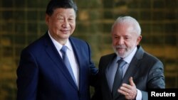 Chủ tịch Trung Quốc Tập Cận Bình (trái) và Tổng thống Brazil Luiz Inacio Lula da Silva gặp nhau tại Brasilia, Brazil, vào ngày 20 tháng 11 năm 2024.