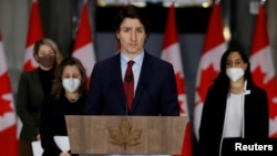 Canada's Prime Minister Justin Trudeau attends a news conference in Ottawa