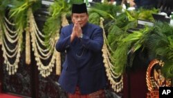 Tân Tổng thống Indonesia Prabowo Subianto tại lễ nhậm chức.