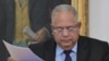 The President of the National Electoral Council (CNE), Elvis Amoroso, gestures during a press conference in Caracas on August 2, 2024.